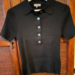 NWT J. Crew Buttoned Polo-Style Sweater/Top, Black M